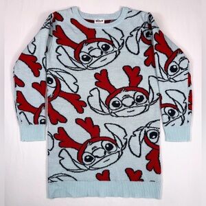 DISNEY LILO & Stitch Girls’ Stitch Printed Knit Sweater Dress Christmas 6/6X